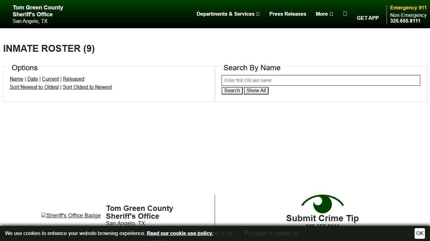 Inmate Roster Tom Green County TX Sheriff's Office Sort Release Time - Descending Page 2